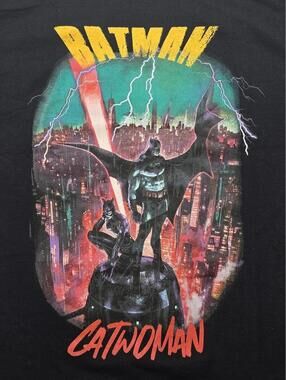 DC Batman Catwoman Graphic Tee Mens Medium Black Gotham City